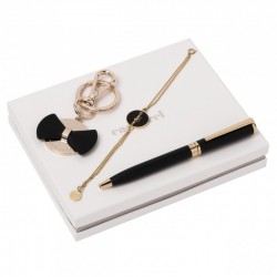 Parure Beaubourg Black (stylo bille, porte-clefs & bracelet)