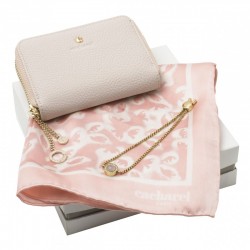 Parure Cacharel Light Pink (mini portefeuille, bracelet & foulard soie)