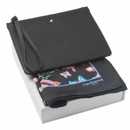 Parure Cacharel Black (pochette & foulard soie)