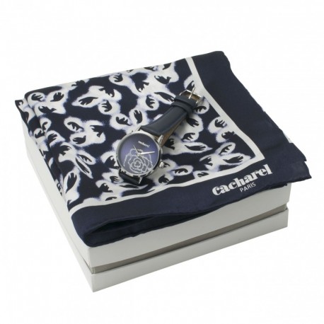 Parure Hirondelle Navy (montre & foulard soie)