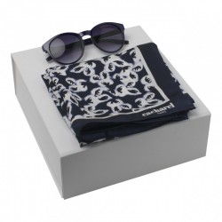 Parure Hirondelle Navy (foulard soie & lunettes solaires)