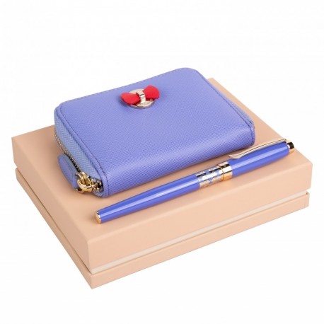 Parure Hortense Bright Blue (stylo roller & mini portefeuille)