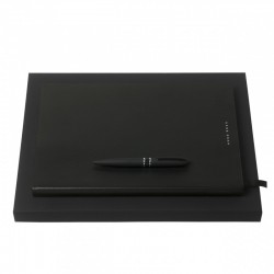 Parure Stripe Soft Black (stylo bille & carnet A4)