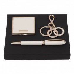 Parure Essential Lady Off-white (stylo bille, porte-clefs & miroir)