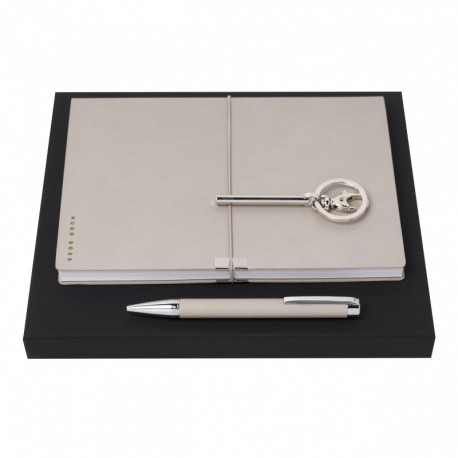 Parure HUGO BOSS (stylo bille, carnet A5 & porte-clefs)