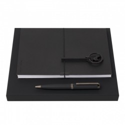 Parure HUGO BOSS Black (stylo bille, carnet A5 & porte-clefs)