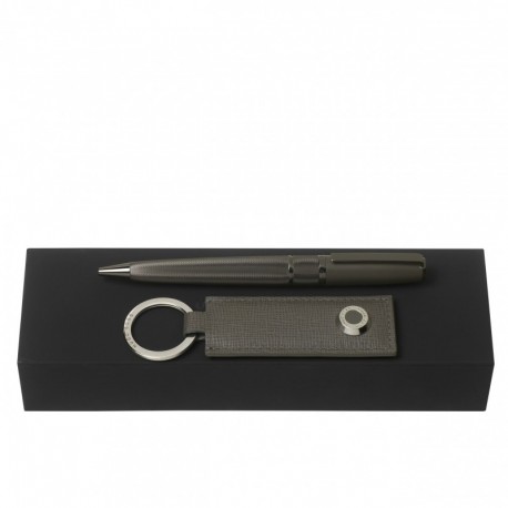 Parure HUGO BOSS Grey (stylo bille & porte-clefs)