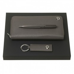 Parure HUGO BOSS Grey (stylo bille, porte-clefs & couverture de carnet)