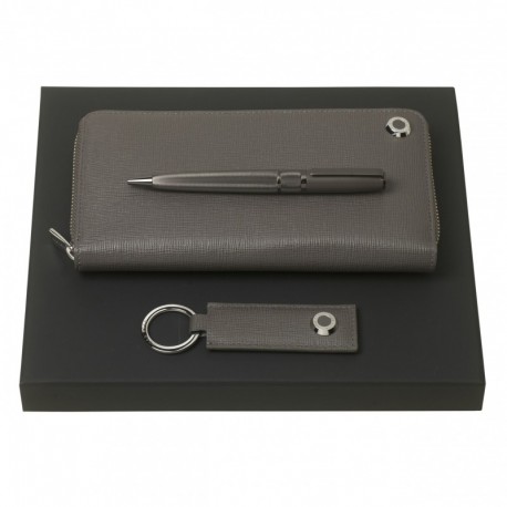 Parure HUGO BOSS Grey (stylo bille, porte-clefs & couverture de carnet)