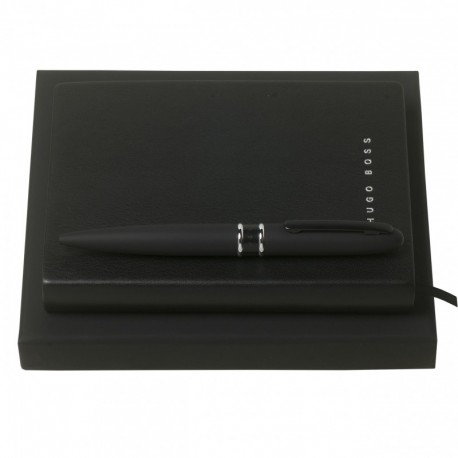 Parure Stripe Soft Black (stylo bille & carnet A6)