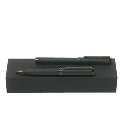 Parure Column Black (stylo bille & stylo roller)