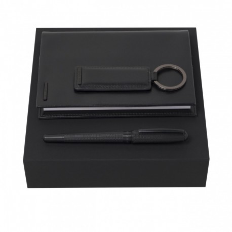 Parure HUGO BOSS Black (stylo roller, porte-clefs & couverture de carnet)