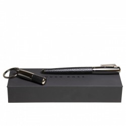 Parure Pure Leather Black (stylo plume & porte-clefs)