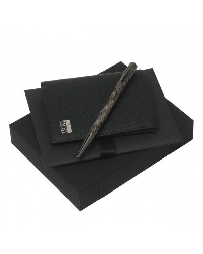 Parure CERRUTI 1881 Pastel Grey (stylo bille & porte-cartes)