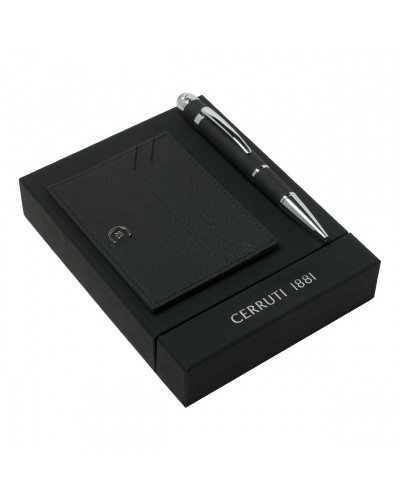 Parure CERRUTI 1881 Black (stylo bille & porte-cartes)