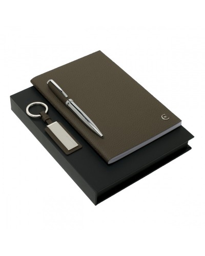 Parure Hamilton Taupe (stylo bille, carnet A5 & porte-clefs)