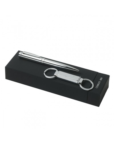 Parure CERRUTI 1881 Silver (stylo bille & porte-clefs)