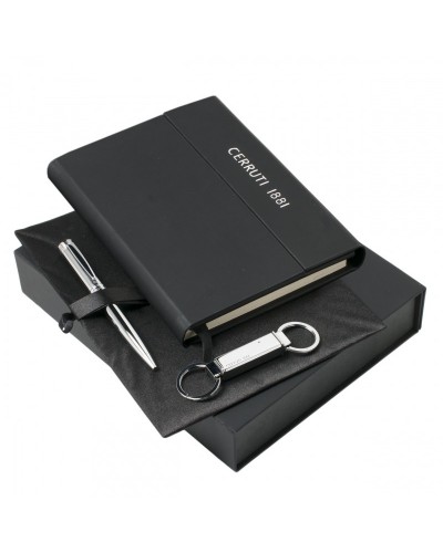 Parure CERRUTI 1881 (stylo bille, carnet A5 & porte-clefs)