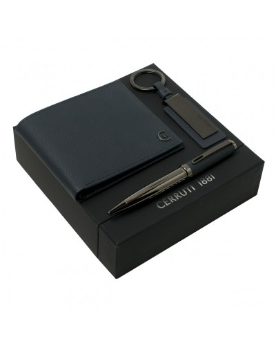 Parure Hamilton Dark Blue (stylo bille, porte-clefs & portefeuille)