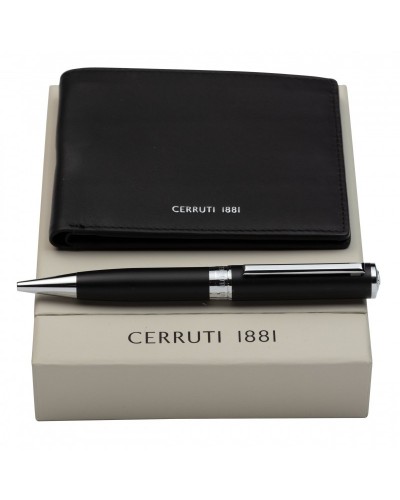 Parure CERRUTI 1881 Black (stylo bille & portefeuille)