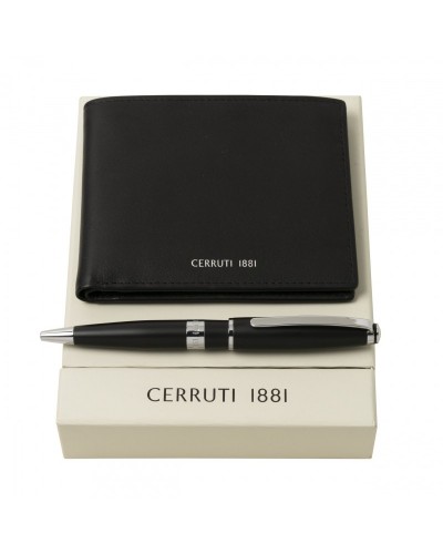 Parure CERRUTI 1881 Black (stylo bille & portefeuille)