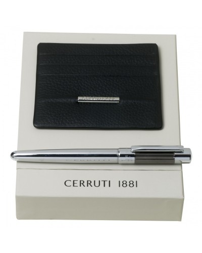 Parure CERRUTI 1881 (stylo roller & porte-cartes)