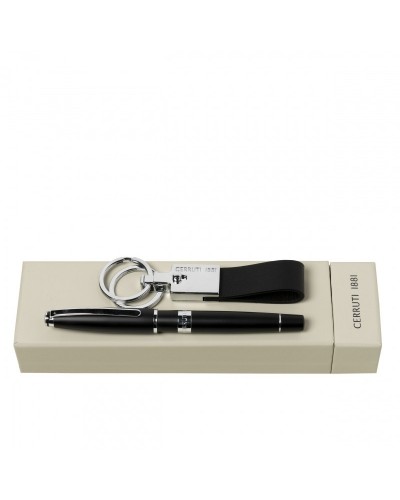 Parure CERRUTI 1881 Black (stylo roller & porte-clefs)