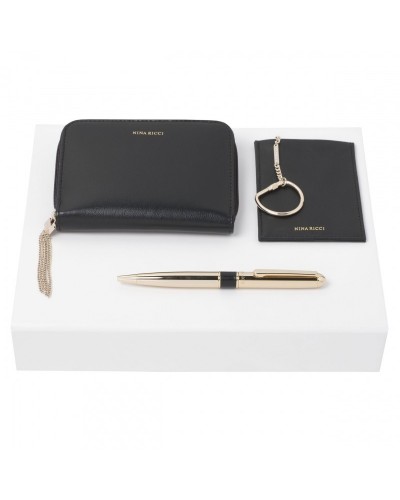 Parure Nina Ricci Noir (stylo bille, porte-cartes & couverture de carnet)