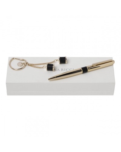 Parure Intense Noir (stylo bille & porte-clefs)