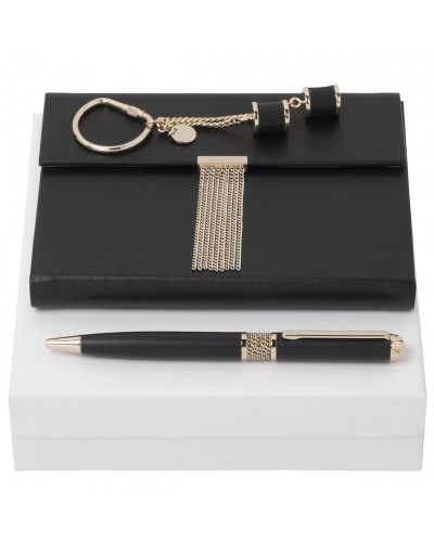 Parure Nina Ricci Noir (stylo bille, carnet A6 & porte-clefs)