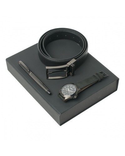 Parure Ungaro Black (stylo roller, montre & ceinture)