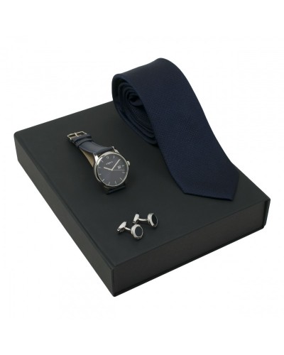 Parure Ungaro Blue (montre, boutons de manchette & cravate soie)