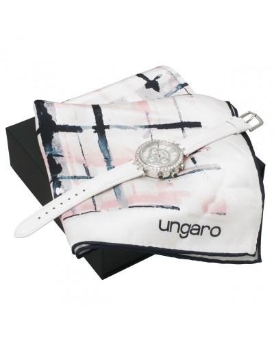 Parure Ungaro White (montre & foulard soie)