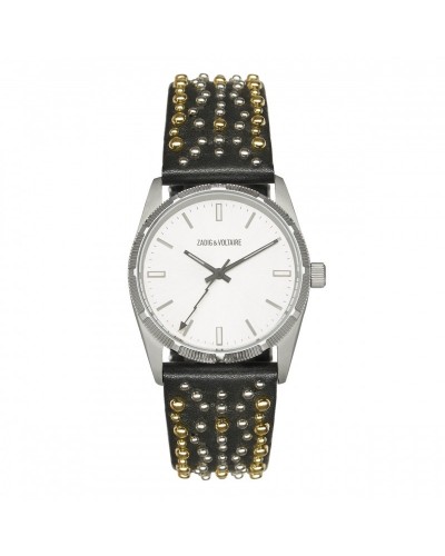 Montre Fusion Silver Black With Dots Leather-R-W-F402