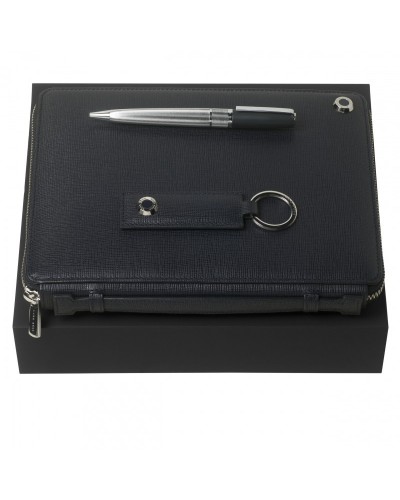 Parure HUGO BOSS Blue (stylo bille pad, conférencier A5 & porte-clefs)