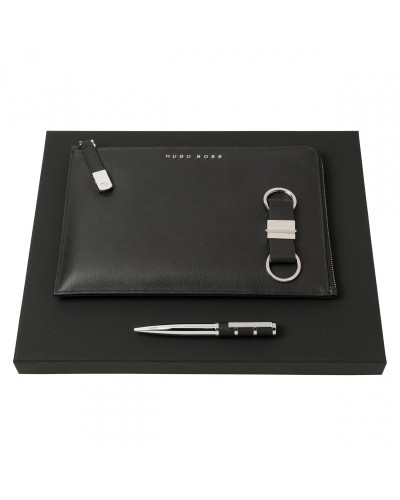 Parure HUGO BOSS (stylo bille, conférencier A5 & porte-clefs)