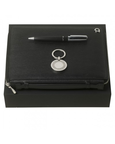 Parure HUGO BOSS (stylo bille, conférencier A5 & porte-clefs)