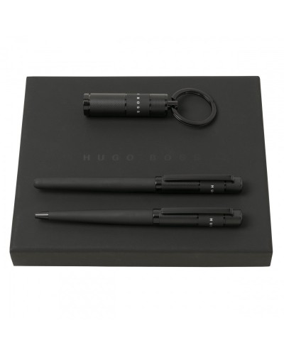 Parure Ribbon Black (stylo bille, stylo roller & clé usb)