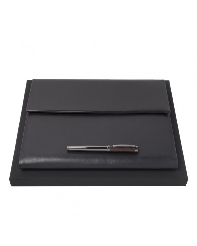 Parure HUGO BOSS Black (stylo roller & conférencier A4)