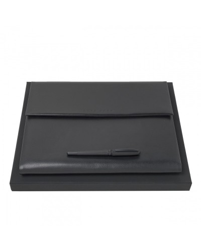 Parure HUGO BOSS Black (stylo roller & conférencier A4)