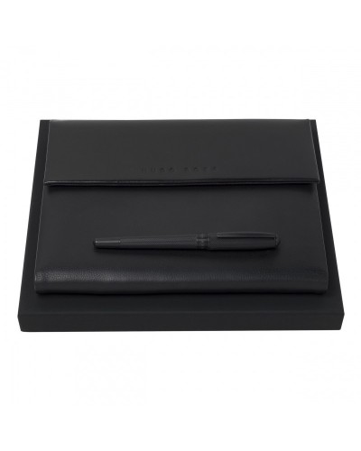 Parure HUGO BOSS Black (stylo roller & conférencier A5)