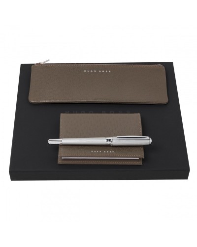 Parure HUGO BOSS (stylo roller, étui & couverture de carnet)