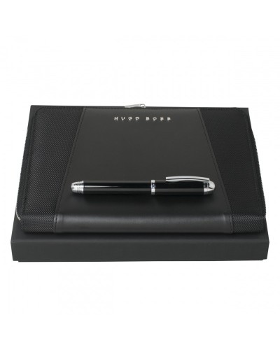 Parure HUGO BOSS Black (stylo roller & conférencier A5)