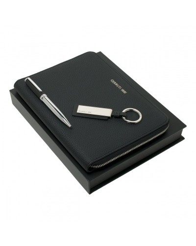 Parure Hamilton Black (stylo bille, conférencier A5 & porte-clefs)