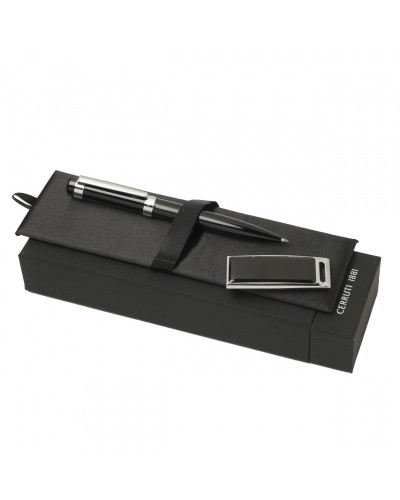 Parure CERRUTI 1881 Black (stylo bille & clé usb)