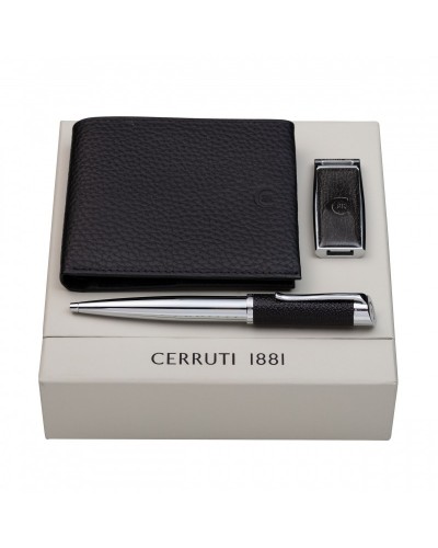 Parure CERRUTI 1881 (stylo bille, portefeuille & clé usb)