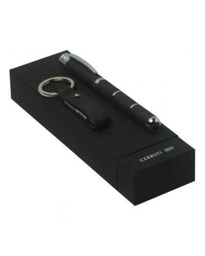 Parure CERRUTI 1881 Black (stylo roller & clé usb)