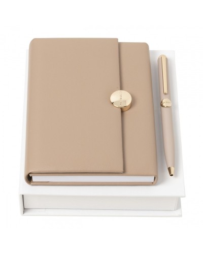 Parure Médaillon Taupe (stylo bille & carnet A6)